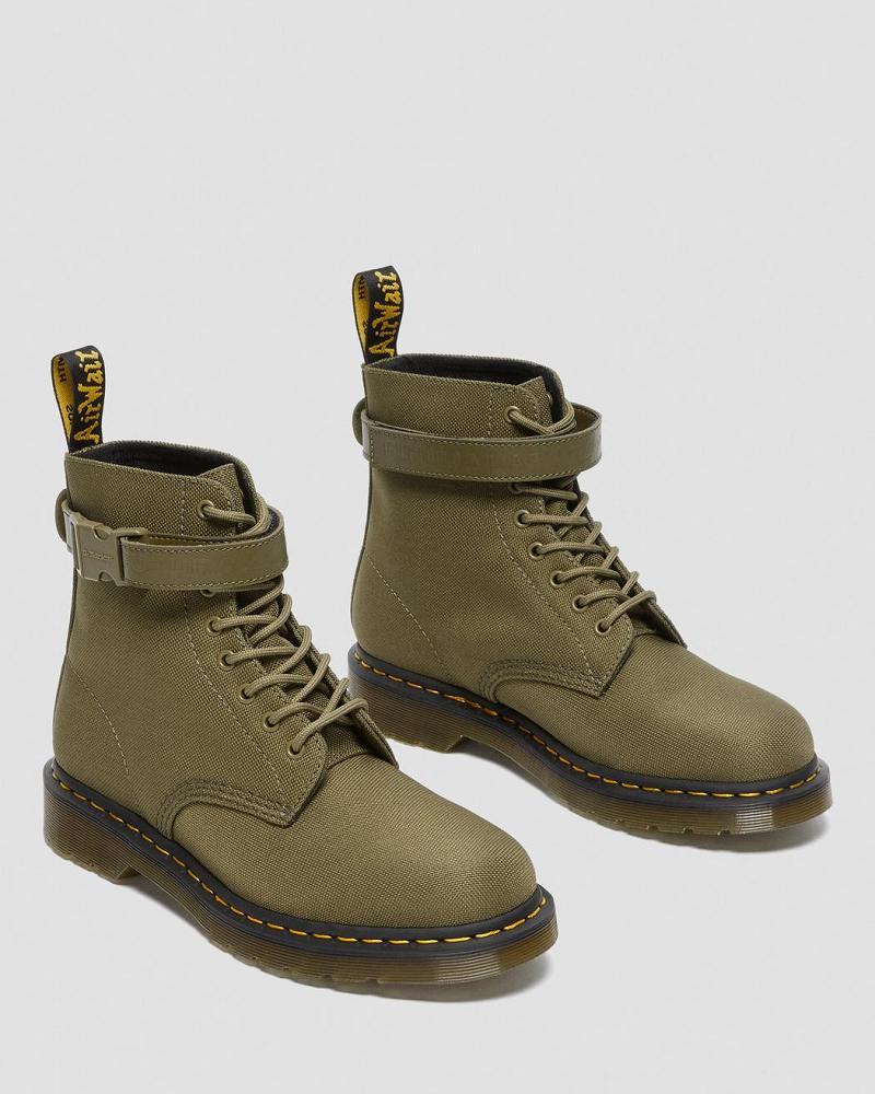 Men's Dr Martens 1460 Futura Olive Strap Lace Up Boots Olive | AU 511CTV